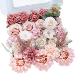 Artificial Flowers Combo Set Dusty Rose Silk Flower For Diy Wedding Fake Floral Arrangements Bouquets Centerpieces Party Baby Shower Cake Home Decorations (Purple Pink)