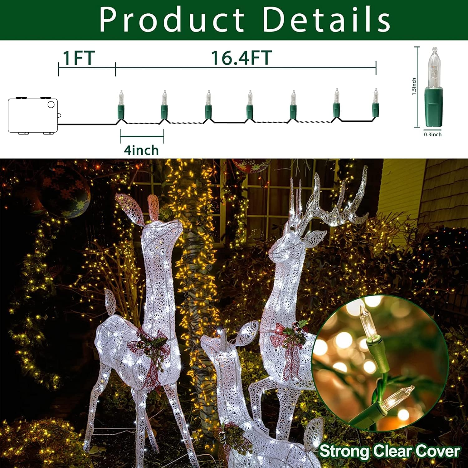 2 Pack Christmas Mini String Lights Decor Warm White Total 33 Ft 100 Led Timer 8 Modes Battery Operated Waterproof Each