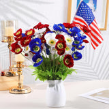 24 Pcs Veterans Day Artificial Poppies Flowers Patriotic Red Blue White Fake Poppy Flower Poppy Floral Arrangement For 4Th Of July Memorial Day Party Indoor Table Centerpiece Decor