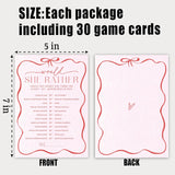 5" X 7" Pink Bow Bridal Shower Game Cards - Would She Rather - 30Pcs Double-Sided Fill-In Wedding Game Cards, Engagement & Wedding Party, Activities & Decor - A01
