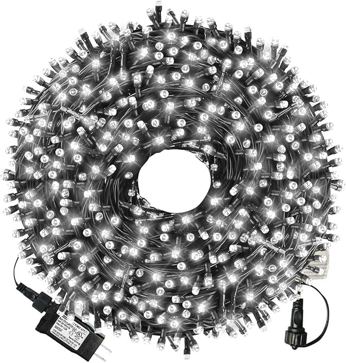 105FT 300 LED Cool White Christmas String Lights Plug In 8 Modes UL Certified Connectable Fairy Lights for Outdoor Indoor Holiday Decor