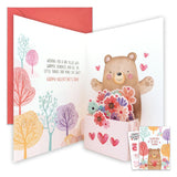 Glittery 5X7In Handmade Individual Pop Up Valentines Day Card For Loved Ones, Friends, Anyone, With Bear Cutout, Envelope And Stickers, With Printed Message Inside