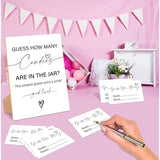 Minimalist Guess How Many Candies Are In The Jar Game, Pack Of 1 Wooden Tabletop Sign With Stand And 50 Guessing Cards, Modern Baby Shower Game, Gender Reveal Party Decorations - Wv09