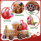 10 Ft Long Christmas Inflatables Train Decorations, Gingerbread Train Blow Up Outdoor Inflatable Decor With Built-In Led