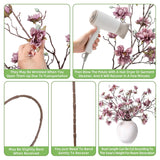 3Pcs Artificial Magnolia Flowers Stems For Spring Decoration, Faux Purple Magnolia Branches With Buds, 34.5" Long Stems Floral Arrangement For Vase Pot Table Centerpiece Indoor Decor