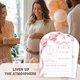 Pink Bow Baby Predictions And Advice Cards - 30Pcs Gender Reveal Games For Guests, 5 X 7 In Baby Shower Activities For Guests, Gender Neutral Decor Table Decorations For New Parents