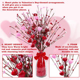 Valentine’S Day Gifts, Artificial Red Berry Flower Stems Heart Shaped Berry Picks 4 Pcs For Valentine’S Day, Mother’S Day Chrismas, Wedding, Propose(No Vase)