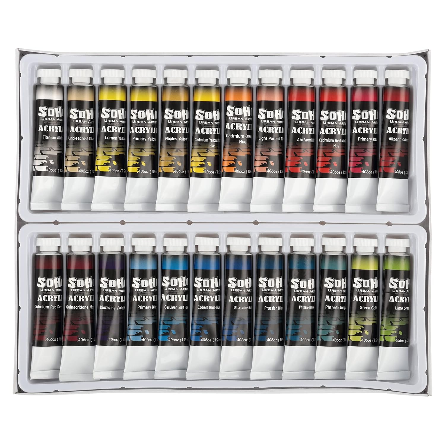 Acrylic Paint - Thick, Rich, Water-Resistant, Heavy Body Paint, Assorted, Set Of 48-12Ml