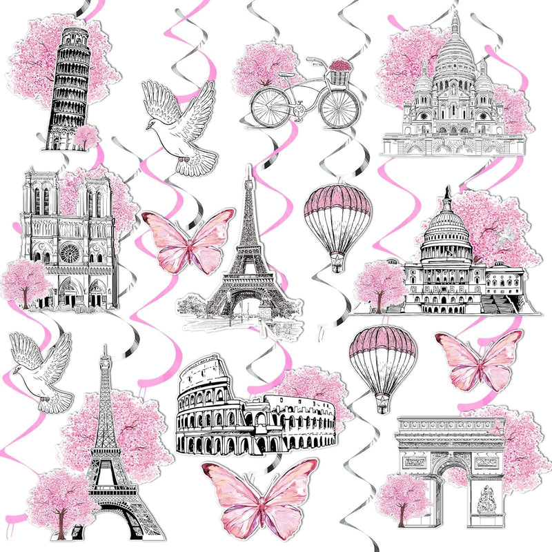 60 Pcs Paris Party Decorations Supplies Paris Eiffel Tower Hanging Swi