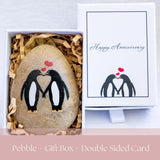 Wedding Anniversary Penguin Pebble Gift - Years Down, Forever To Go” Card & Happy Anniversary Box – Unique Gift For Husband, Wife, Boyfriend, Girlfriend – 1St 10Th 25Th 50Th