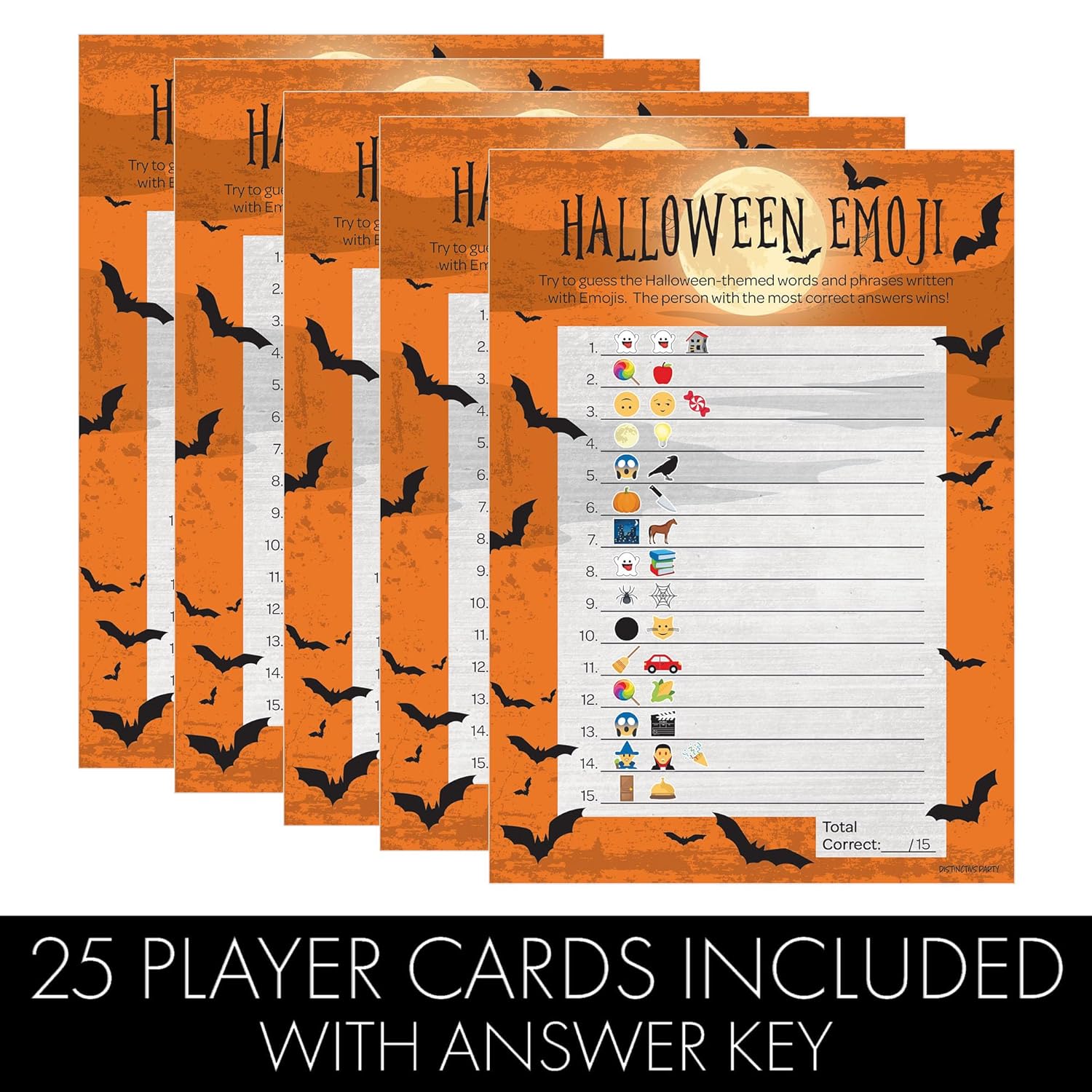 Halloween Party Emoji Guessing Game - 25 Game Cards For Kids, Adults, Classrooms, And Fall Events