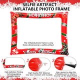 Christmas Party Photo Booth Props Frame, Red Christmas Inflatable Selfie Photo Frame, With 32 Pcs Funny Christmas Photo Booth Props, For New Year, Christmas Party Decoration Supplies?Red?