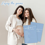 Wishes For Babyshower Game Set - Minimalism Blue - 30 Double-Sided Fill In Style Game Cards, Gender Reveal, Party Favor & Supplies - A06