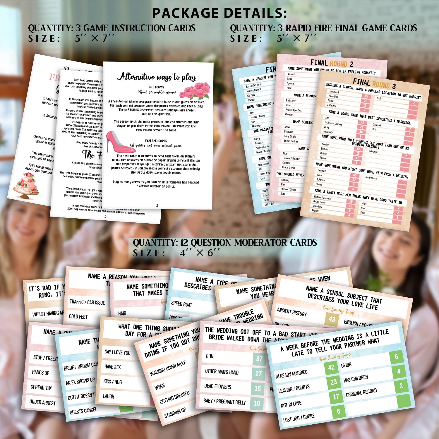 Bridal Shower Friendly Feud Quiz Tabletop Game, For 10 Players, Adult Age Range, Includes Cards, Unisex, 1.0 Unit Count