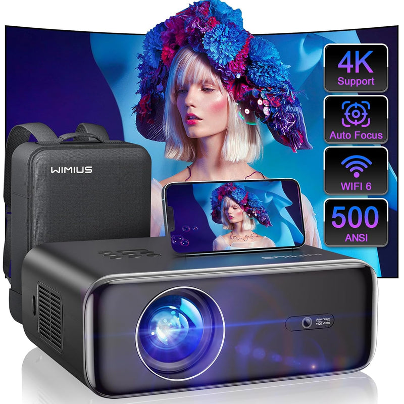 [Auto Focus/4K Support] Projector With Wifi 6 And Bluetooth 5.2, Projector 4K,