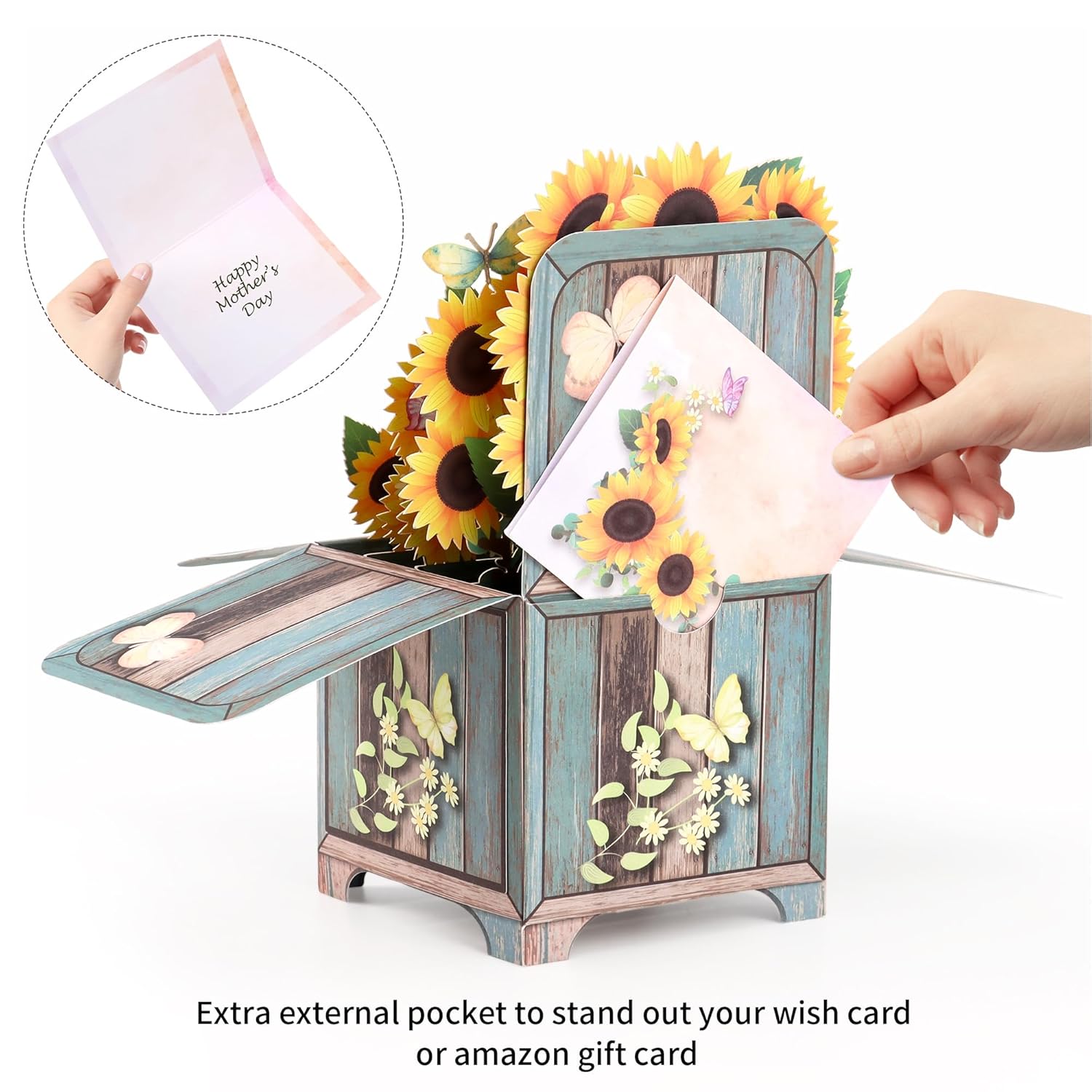 3D Sunflower Pop-Up Greeting Card With Envelope & Notecard - Birthday, Mother'S Day, Anniversary, Thank You, Get Well Soon, Sympathy Card For Women, Friends, Mother, Parents