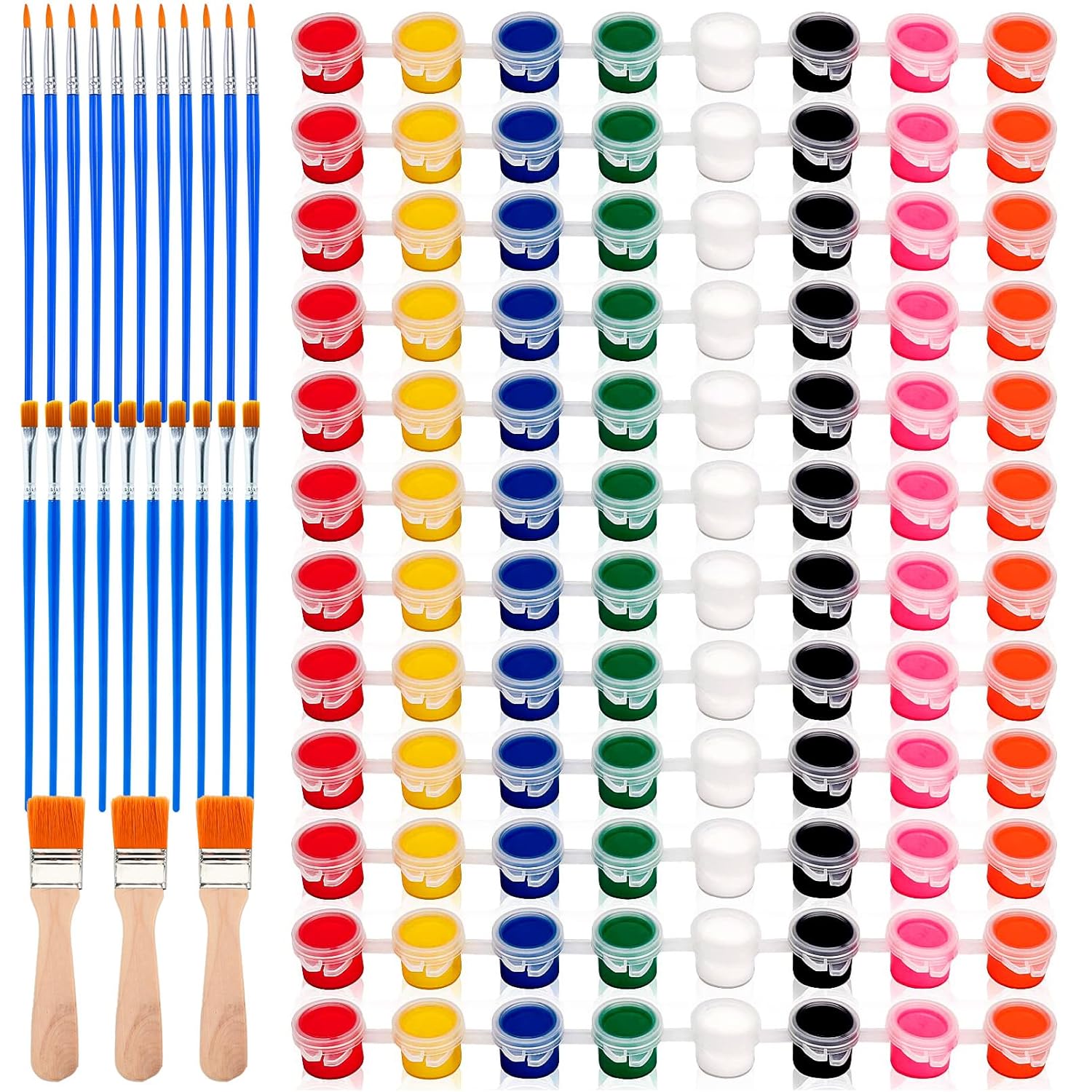 Mini Acrylic Paint Set,12 Set Washable Filled Paint Sets In 8 Colors,Acrylic Paint Strips With 23 Paint Brushes,For Art Craft Home Birthday Party Favors