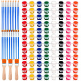 Mini Acrylic Paint Set,12 Set Washable Filled Paint Sets In 8 Colors,Acrylic Paint Strips With 23 Paint Brushes,For Art Craft Home Birthday Party Favors