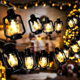 20 Led Black Lantern String Lights Mini Kerosene Lamp For Indoor Outdoor Patio Garden Holiday Home Ramadan Wedding Party