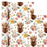 Highland Cow Wrapping Paper Roll - Mini Roll - 17 Inch X 16.5 Feet - Highland Cow And Floral Wrapping Paper For Birthday, Baby Shower, Wedding