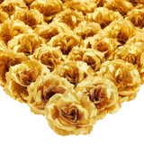 Gold Flowers Artificial Roses - 50-Pack, 3 In, Stemless Silk Rose Heads For Home & Wedding Decor & Faux Bouquets & Floral Accents