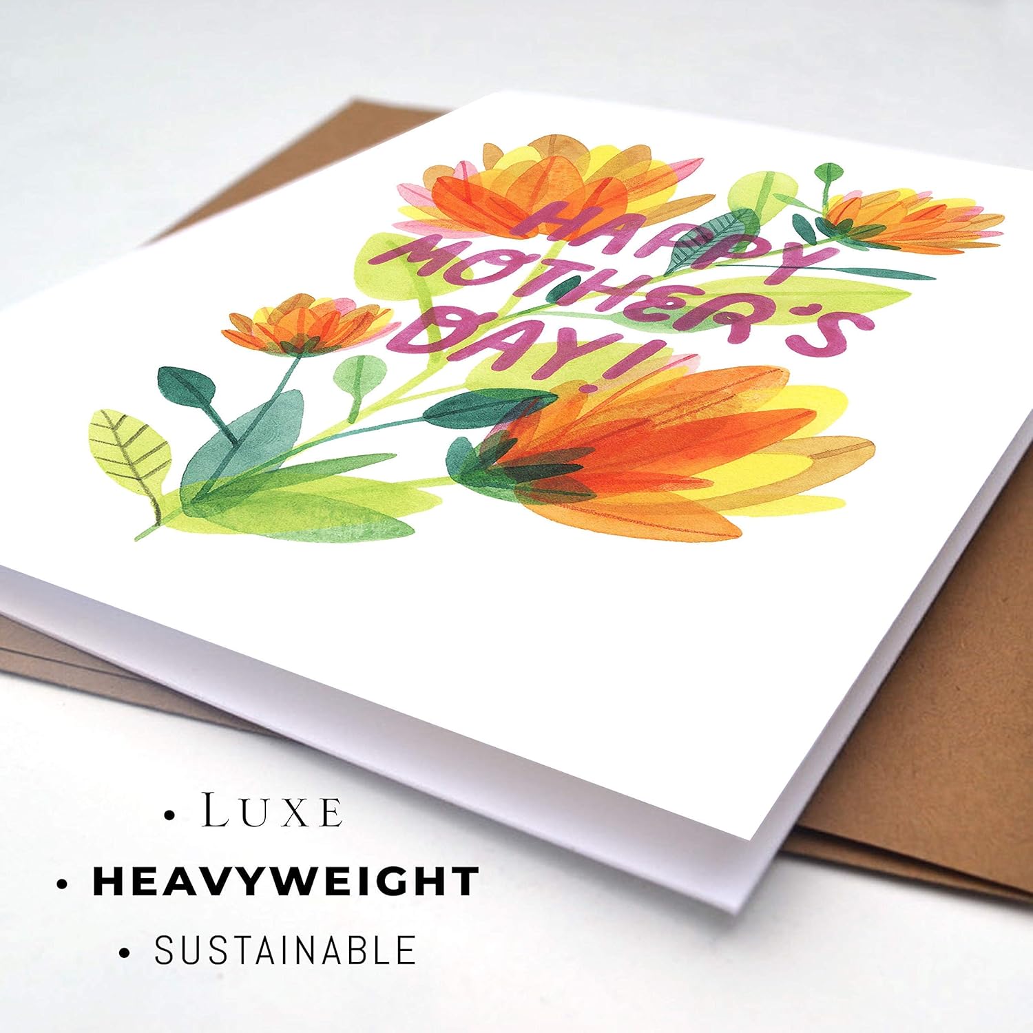 Wunderkid Happy Mother'S Day Card, Beautiful Flowers For Mom Greeting Card (1 Single Card, Blank Inside)