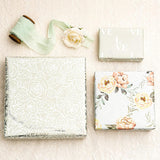 Wedding Floral Wrapping Paper Roll, Silver Flowers & Love Ring, Metallic Foil Design For Wedding, Engagement, Bridal Shower, Anniversary, Mini Roll, 17 X 120 Inches, 3 Rolls