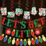 Let'S Get Lit Christmas Banner & Decorations - Friendsmas & Litmas Party Pack