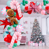 Christmas Balloon Garland Arch Kit With 143 Pcs Xmas Pink Green Red Balloons Cane Candy Foil Balloons For Christmas Party Decorations Xmas New Year Birthday Party Supplies