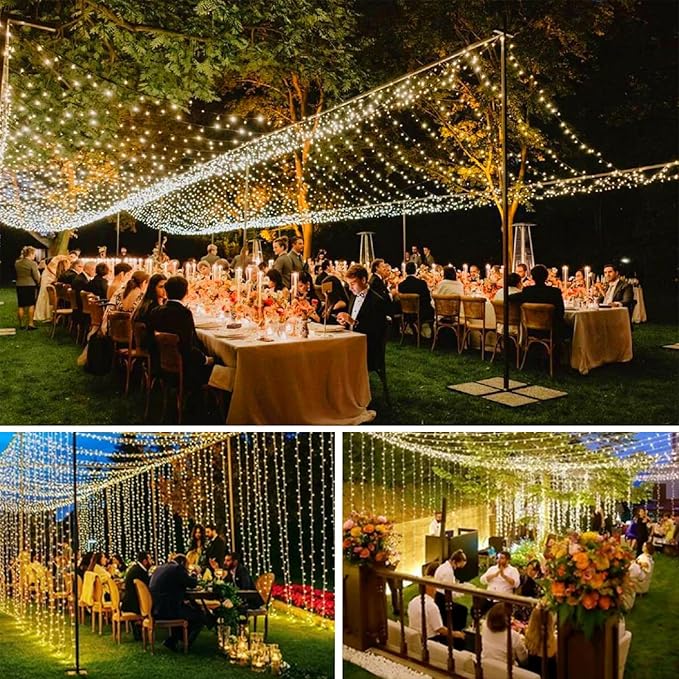 33Ft 100 LED Plug-In Waterproof Fairy String Lights 8 Modes Warm White Twinkle Lights