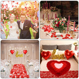 Valentines Day Red Wedding Decorations Artificial Petals Heart Shaped Love Foil Balloons Silk Rose Petals Romantic Design For Wedding Engagement Anniversary Confetti Centerpieces Cake Table Decoration