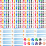 560 Pcs Mini Acrylic Paint Set 40 Set 12 Colors Washable Paint Strips Bulk 40 Flat Brushes 40 Pointed Brushes Valentines Party Gift For Art Birthday Party Favors Craft Supplies(2Ml)