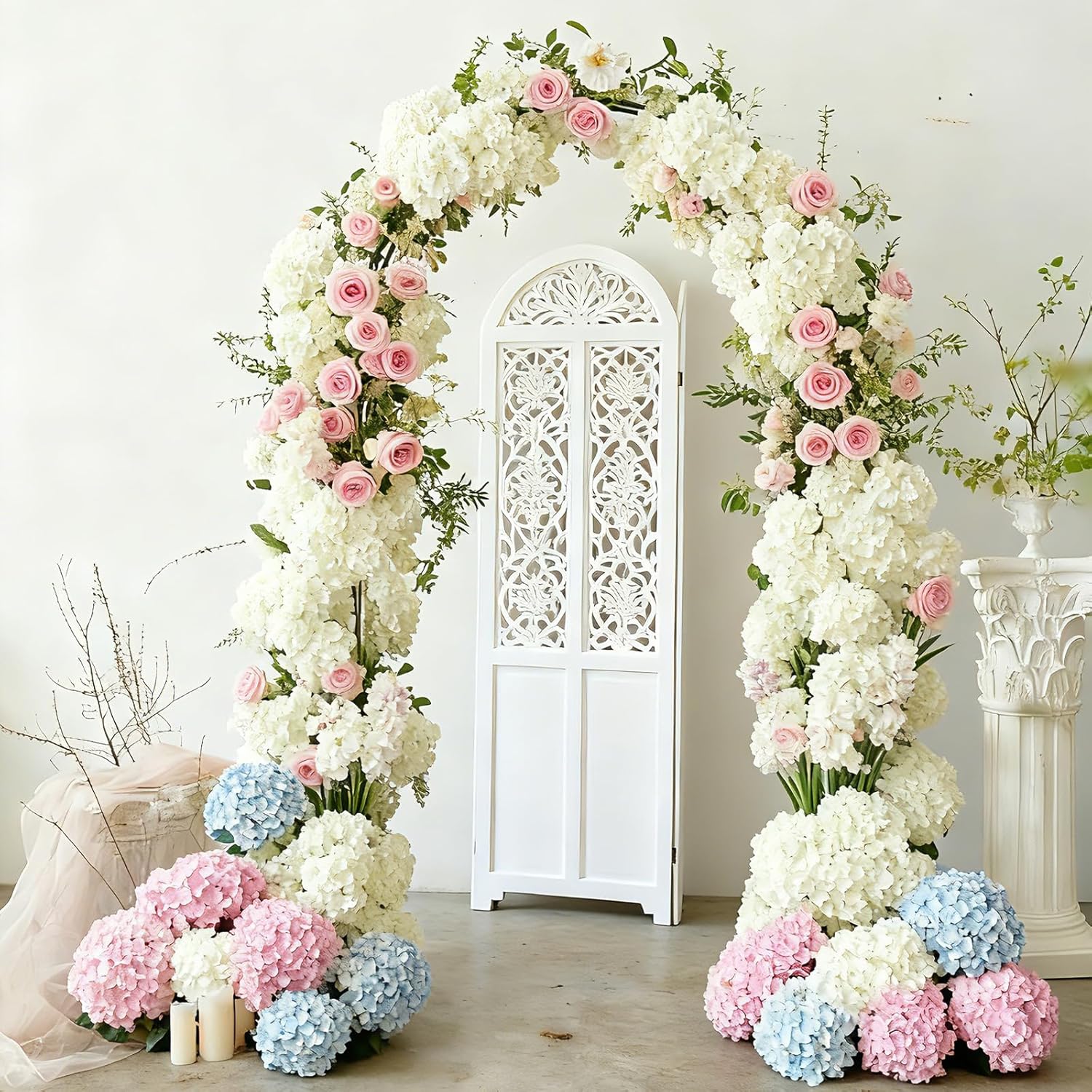 65Pcs White Hydrangea Artificial Flowers Bulk?Realistic Silk Fake Flowers With Stems?Faux Hydrangea Flowers For Wedding Home Decor Centerpieces Living Room Garden Party Baby Shower Decoration