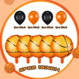 5 Pcs Basketball Aluminum Foil Balloons And 20 Pcs Latex Balloons In Black And Orange Set For Basketball Birthday Party Decorations Baby Shower
