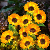 3 Pack Solar Sunflower Garden Lights Waterproof Auto On Off Outdoor Patio Backyard Decor