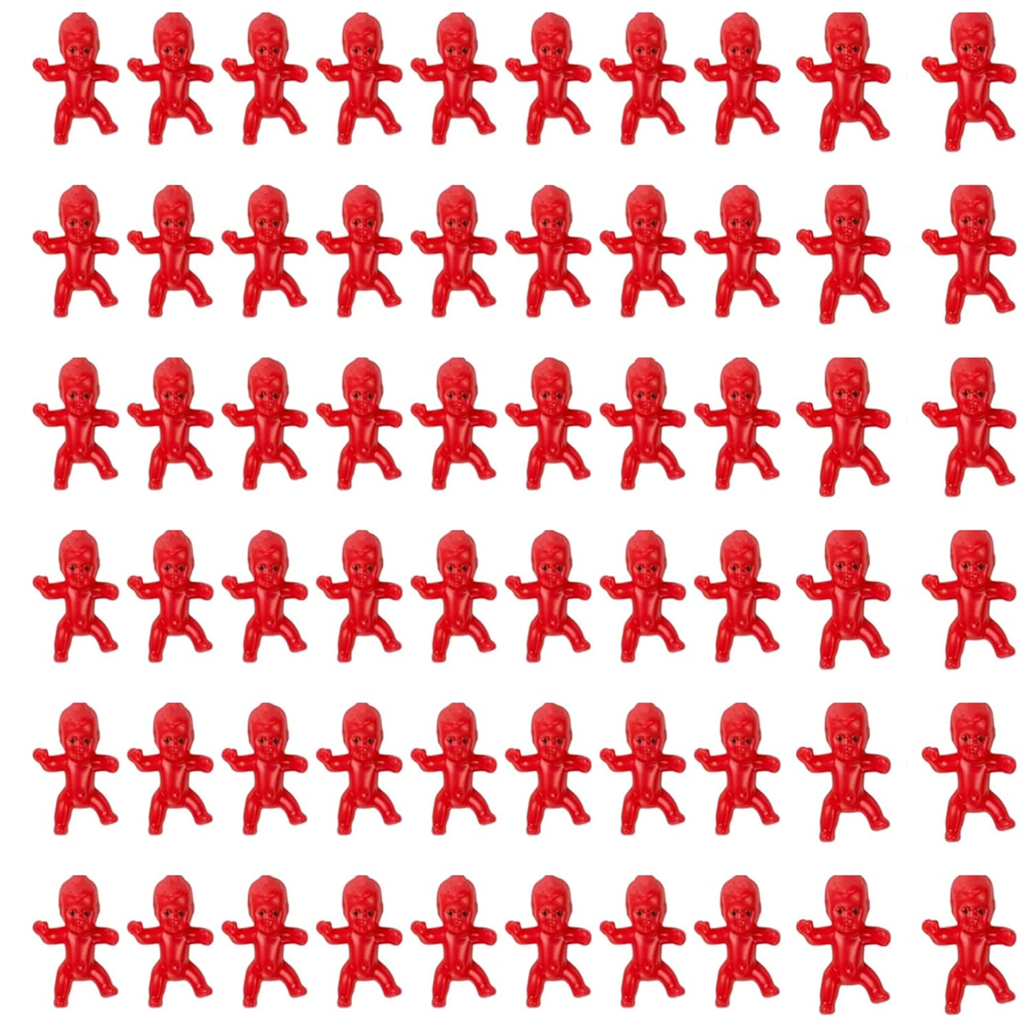 60 Pieces Mini Plastic Babies Tiny Babies Bulk For Ice Cube Babies Small King Cake Babies My Water Broke Baby Shower Games Party Favor Decoration Babies (1" 60Pcs, Red)