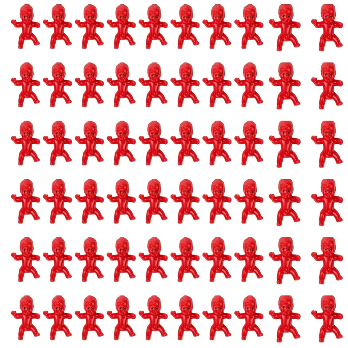 60 Pieces Mini Plastic Babies Tiny Babies Bulk For Ice Cube Babies Small King Cake Babies My Water Broke Baby Shower Games Party Favor Decoration Babies (1" 60Pcs, Red)