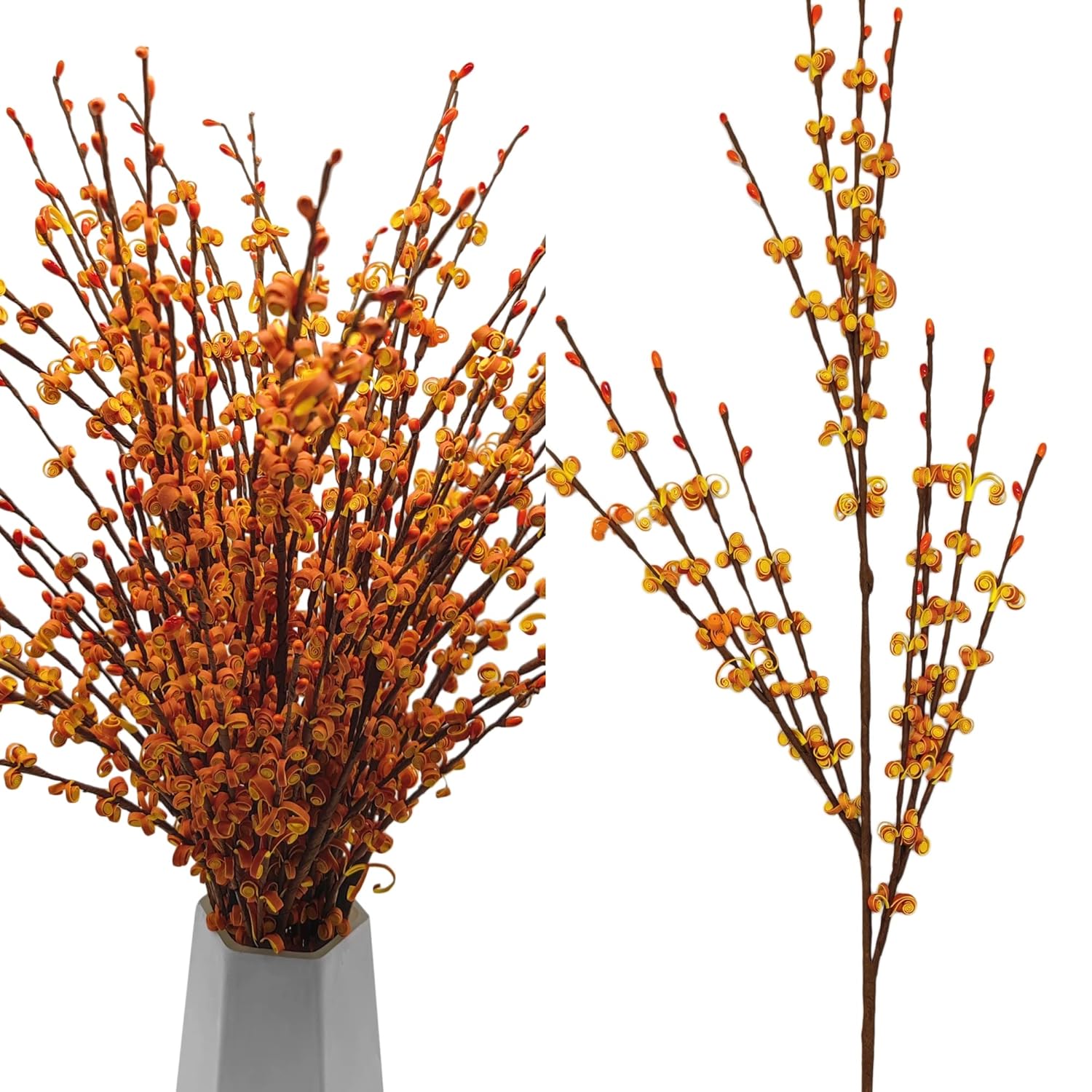 5 Pcs 29.5" Long Fake Fall Flowers Burnt Orange Jasmine Fall Floral Stems For Wedding Thanksgiving Bouquets Dried Autumn Orange Fake Flowers For Vases Home Parties Thanksgiving Decor