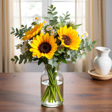 Artificial Sunflowers For Decoration, Fake Flowers Bouquet Handcrafted, For Home Office Decor, Kitchen Dining Table Decor, Farmhouse Centerpiece Table Decoration