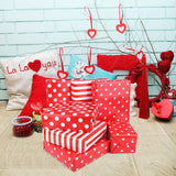 6 Sheets Valentine Gift Wrapping Paper, Dots, Hearts, Stripe Colorful Wrapping Paper Valentine'S Day Party Favor Supplies(Red)