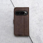 Leather Stand Case Wallet for Google Pixel 9/Pro - Premium, Chocolate Brown