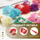 3Mm Flower Stamens, 300 Pcs Double Heads Flower Wire Stems Artificial Pistil Cake Matt Pearl Floral Stamen For Flowers Making Crafts Diy Christmas Wedding Decoration, Red