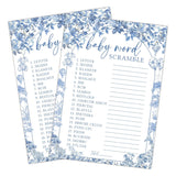 Baby Shower Word Scramble Game, 25 Blue Toile Word Scramble Game Cards, Gender Reveal Games, Fun Baby Shower Games Activity For Boy Or Girl, Gender Neutral Decorations Supplies-A15