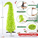 Whimsical Christmas Tree 5Ft Bendable Pop Up Collapsible 1 Minute Christmas Tree With 36 Wooden Ornaments For Indoor Outdoor Home Office Holiday Xmas Party Decor Supply