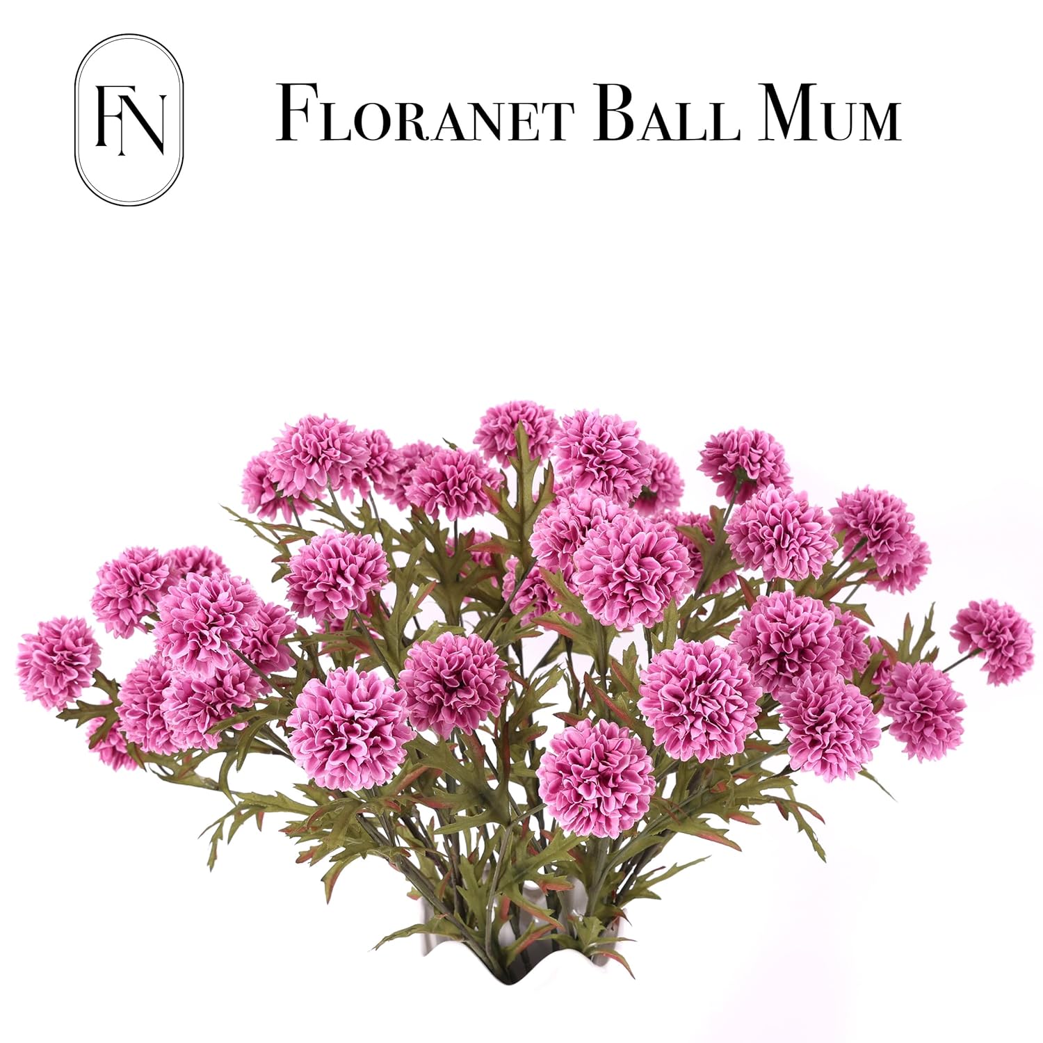 10 Pcs 27" Artificial Faux 4 Heads Kiku Ball Mum,Pom Pom Balls Stem Diy Home Office Shop Wedding Flower Bouquets Aesthetic Room Decoration, Floral Arrangements Centerpiece Decor (Magenta)
