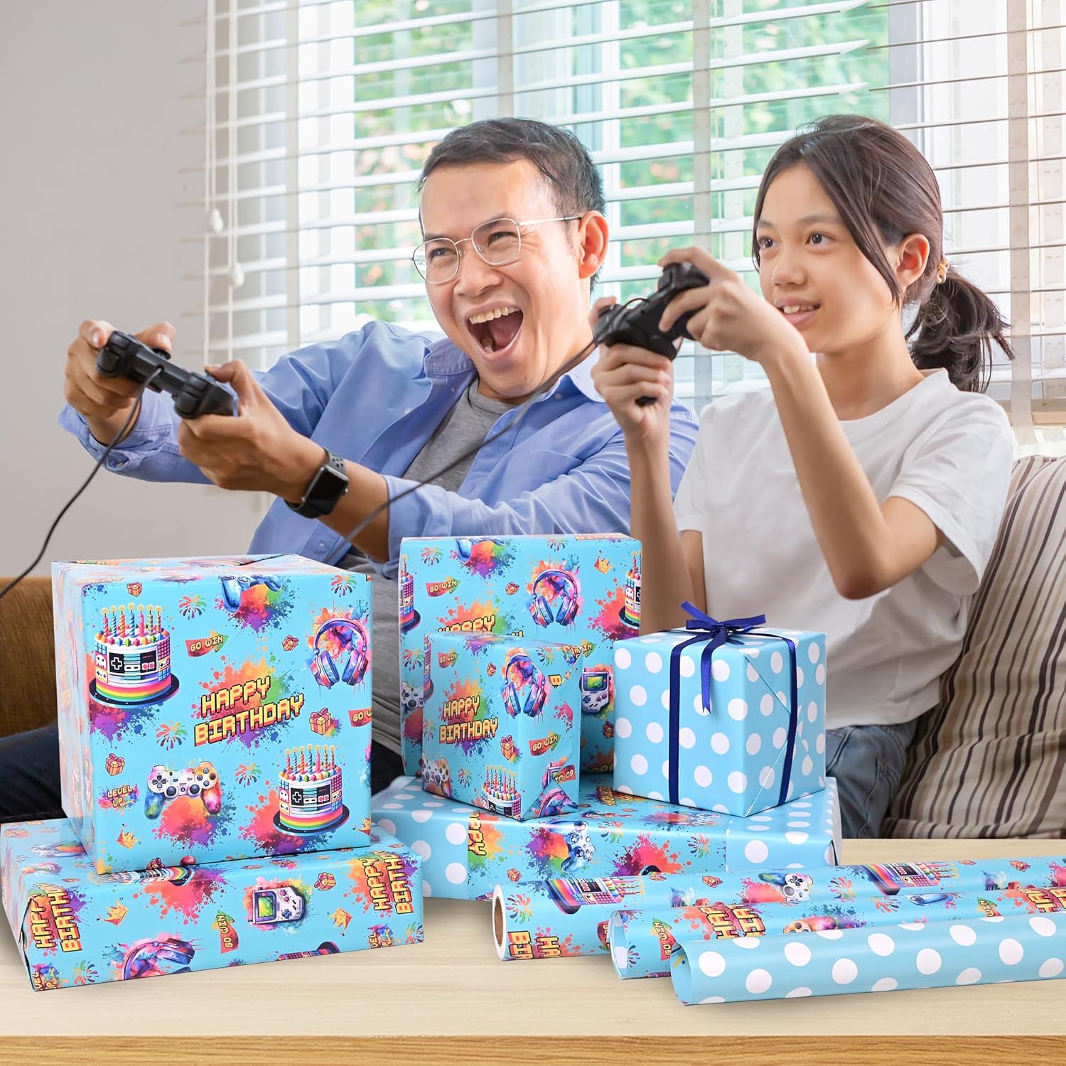 Game Video Wrapping Paper Roll For Kids Girls Women - Game Lover Happy Birthday Design Gift Wrap For 1St Bday Boy Total 28.5Sq.Ft