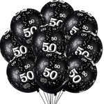 36 Pieces 40Th 50Th 60Th 70Th Birthday Party Latex Balloons Black Numb