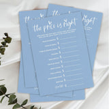 The Price Is Right Baby Shower Game Set - Minimalism Blue - 30 Double-Sided Fill In Style Game Cards, Gender Reveal, Baby Announcement, Party Favor & Supplies - A07