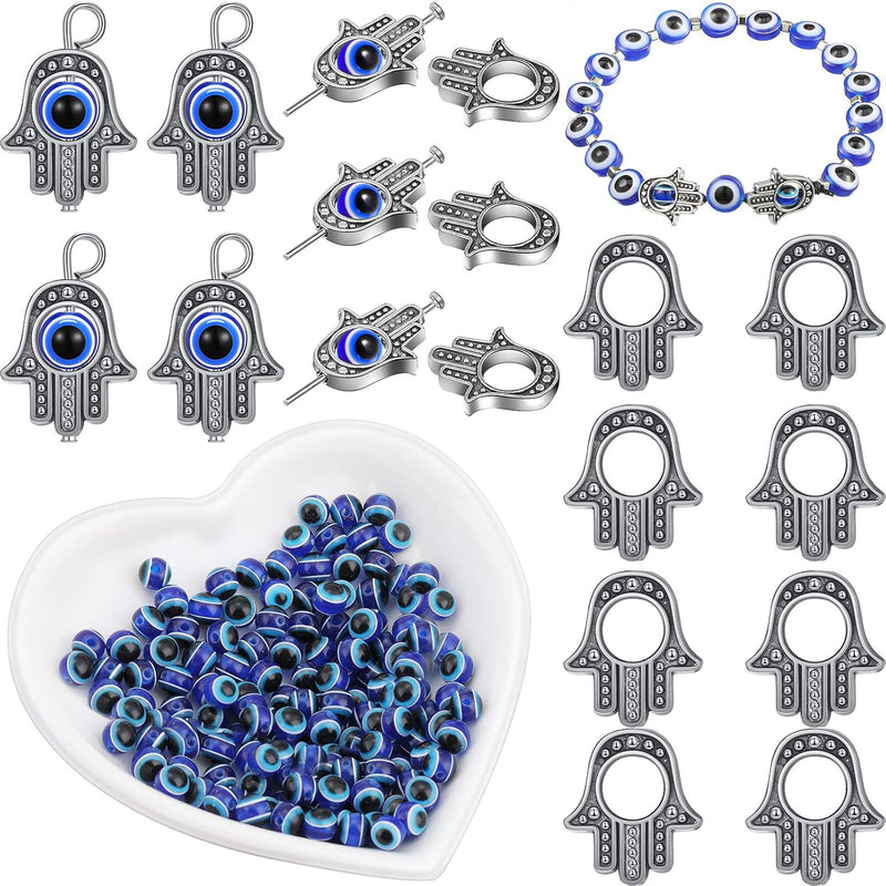 200 Pieces Hamsa Evil Eye Charm Set Includes 100 Pieces Hamsa Hand Charm, 100