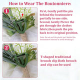 2 Pcs White Rose Boutonniere For Men Artificial Prom Boutonniere Groom Boutonnieres For Wedding Anniversary Ceremony Prom Flower